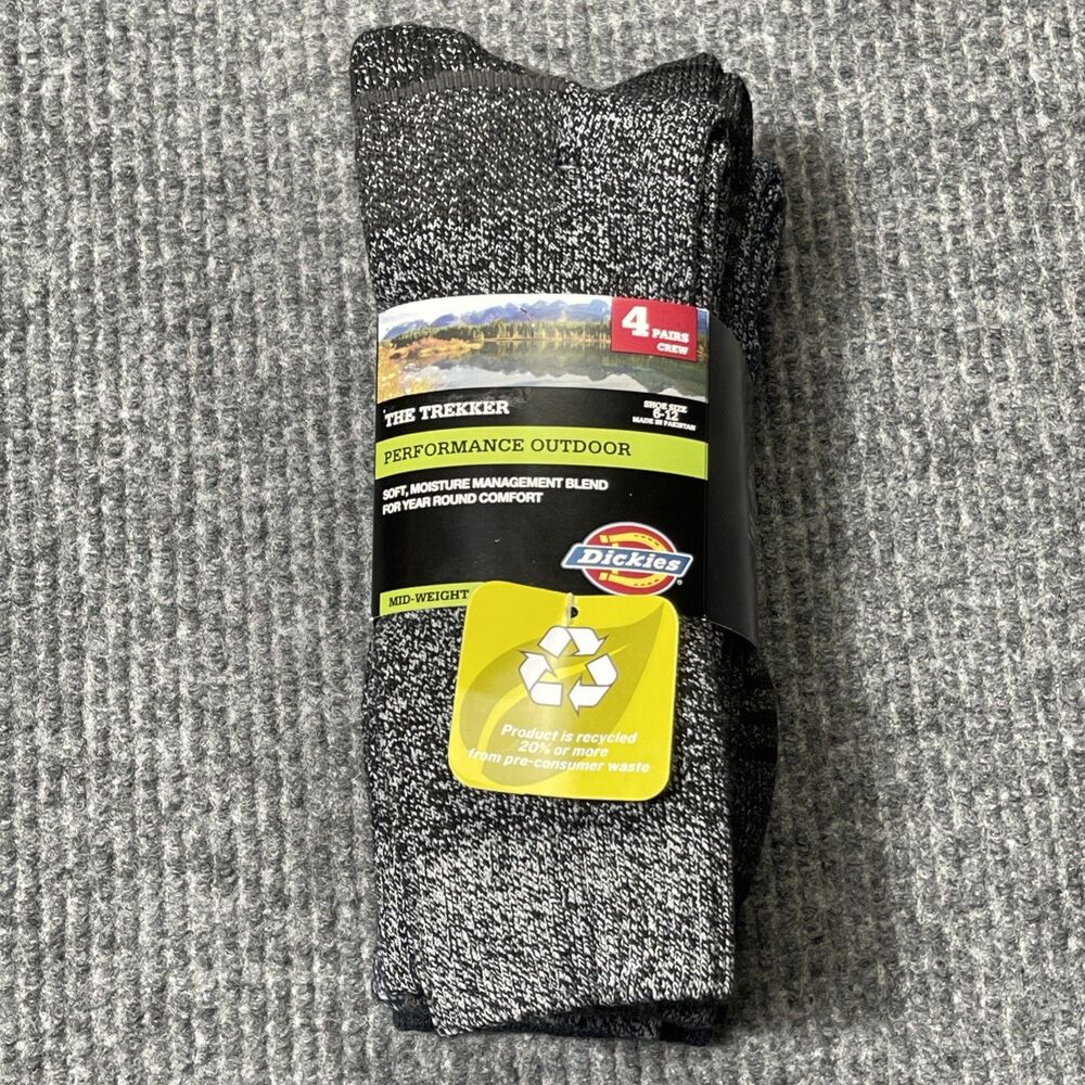 Dickies THE TREKKER PERFORMANCE OUTDOOR Crew Socks 4 Pair Men 6-12 Cushioned NEW
